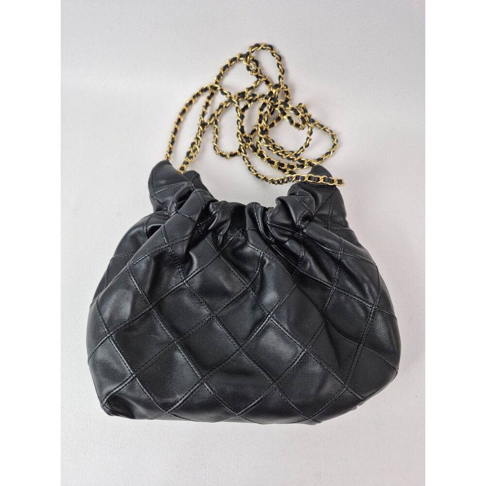 Tory Burch Black Mini Fleming Soft Hobo Leather Bag